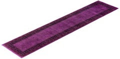 Overdyed Hand-Knotted Wool Modern-Contemporary Purple Runner 2' 8" x 12' 8"