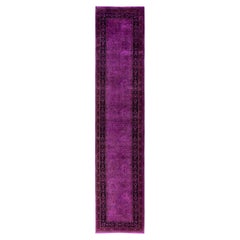 Overdyed Hand-Knotted Wool Modern-Contemporary Purple Runner 2' 8" x 12' 8"
