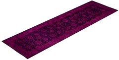 Overdyed Hand-Knotted Wool Modern-Contemporary Purple Runner 3' 0" x 10' 9"