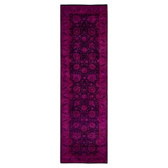 Overdyed Hand-Knotted Wool Modern-Contemporary Purple Runner 3' 0" x 10' 9"