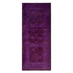 Overdyed Hand-Knotted Wool Modern-Contemporary Purple Runner 3' 0" x 7' 3"