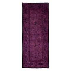 Overdyed Hand-Knotted Wool Modern-Contemporary Purple Runner 3' 0" x 7' 8"