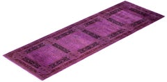 Overdyed Hand-Knotted Wool Modern-Contemporary Purple Runner 3' 0" x 9' 1"