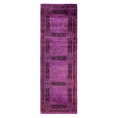 Overdyed Hand-Knotted Wool Modern-Contemporary Purple Runner 3' 0" x 9' 1"