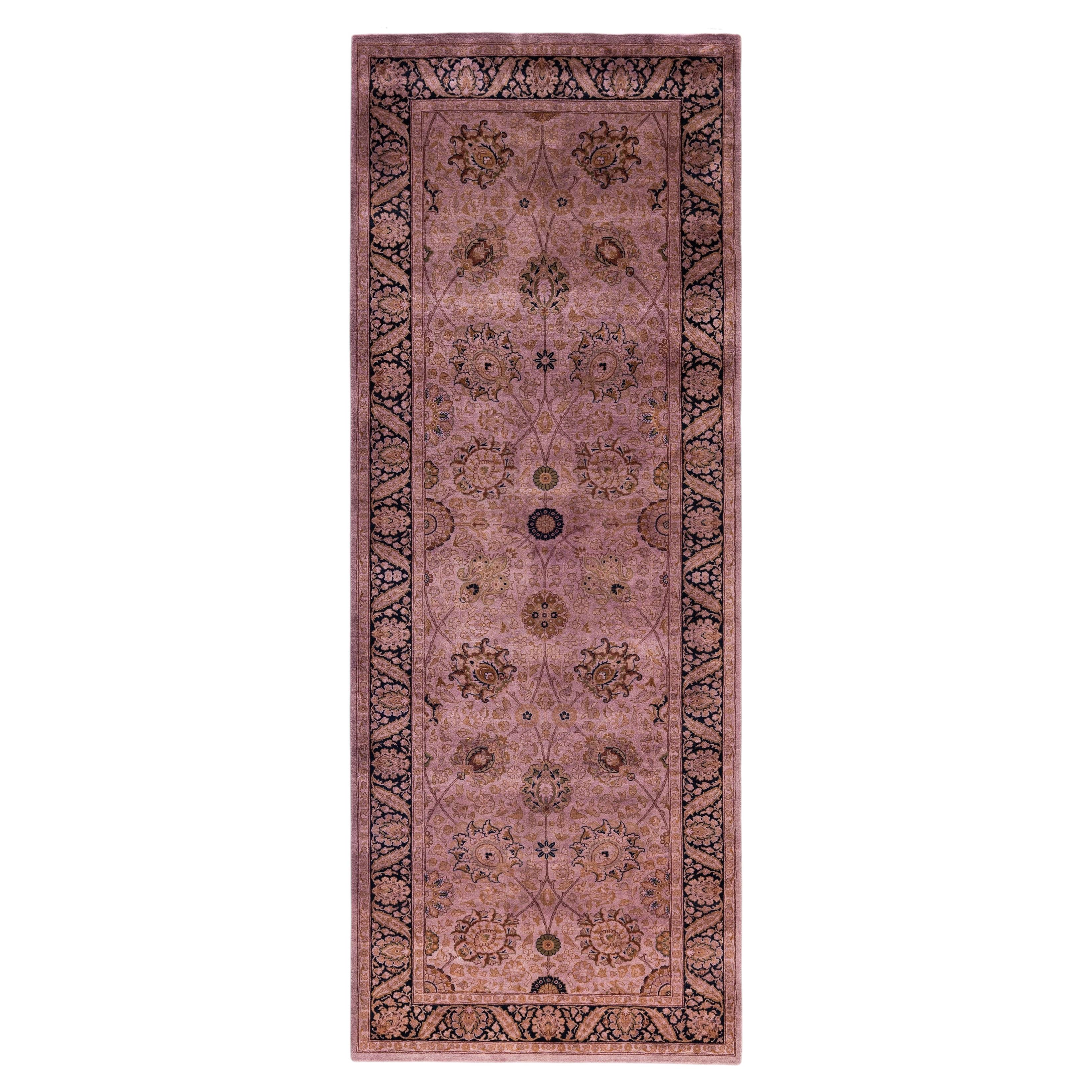 Overdyed Hand-Knotted Wool Modern-Contemporary Purple Runner 3' 1" x 8' 6"