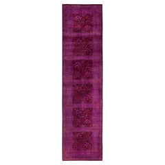 Overdyed Hand-Knotted Wool Modern-Contemporary Purple Runner 3' 2" x 12' 3"