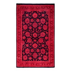 Overdyed Hand-Knotted Wool Modern-Contemporary Red Area Rug 2' 7" x 4' 3"