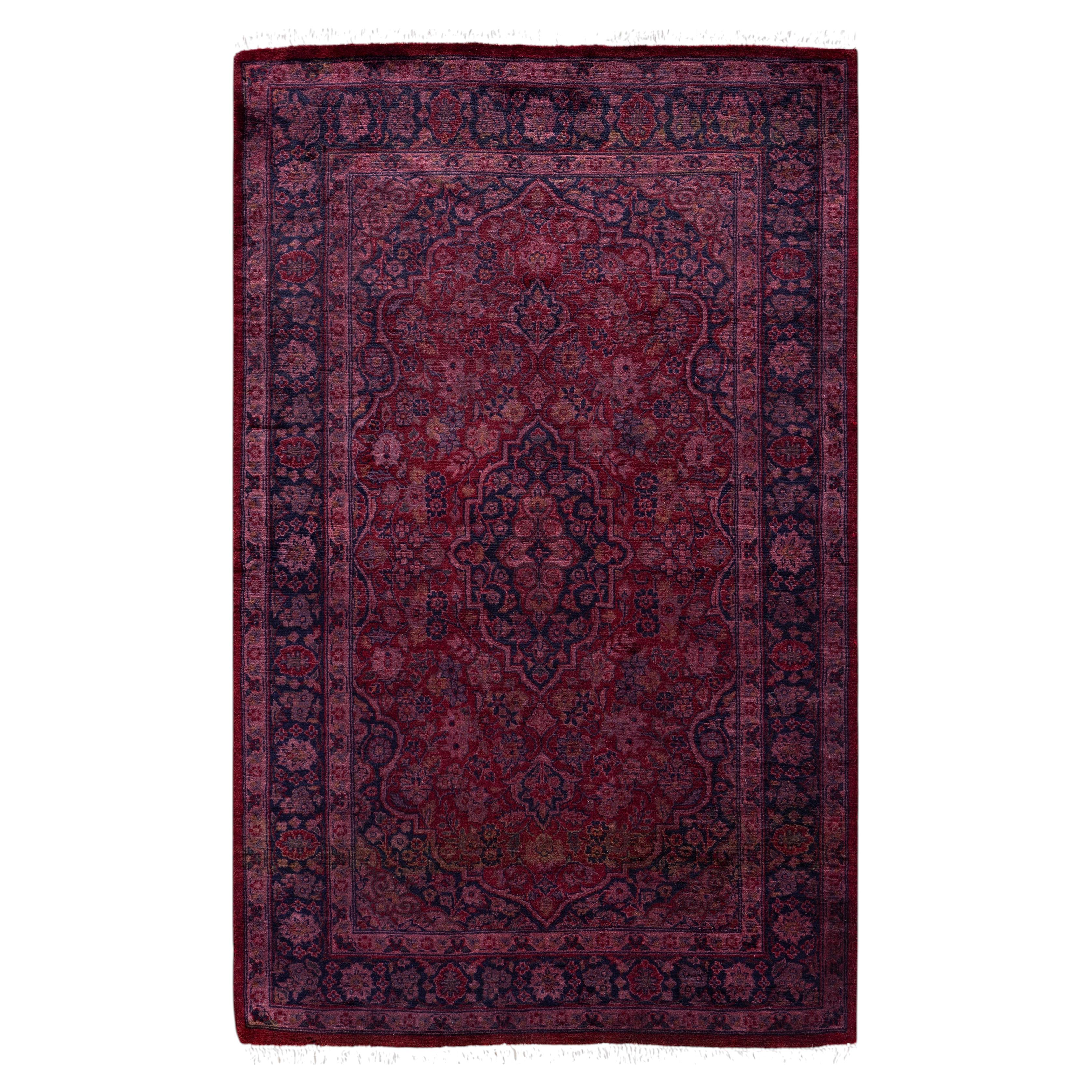 Overdyed Hand-Knotted Wool Modern-Contemporary Red Area Rug 2' 8" x 4' 4"