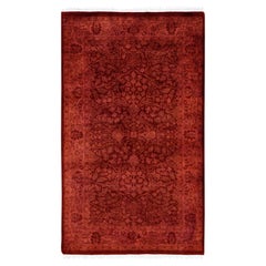 Übergefärbte handgeknüpfte Wolle modern-zeitgenössischen roten Bereich Teppich 3' 1" x 5' 3"