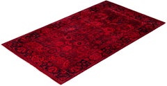 Alfombra de lana anudada a mano sobreteñida, moderna y contemporánea, roja 3' 3" x 5' 5" (3' 3" x 5' 5")