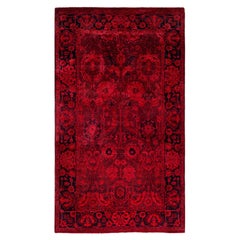 Overdyed Hand-Knotted Wool Modern-Contemporary Red Area Rug 3' 3" x 5' 5"