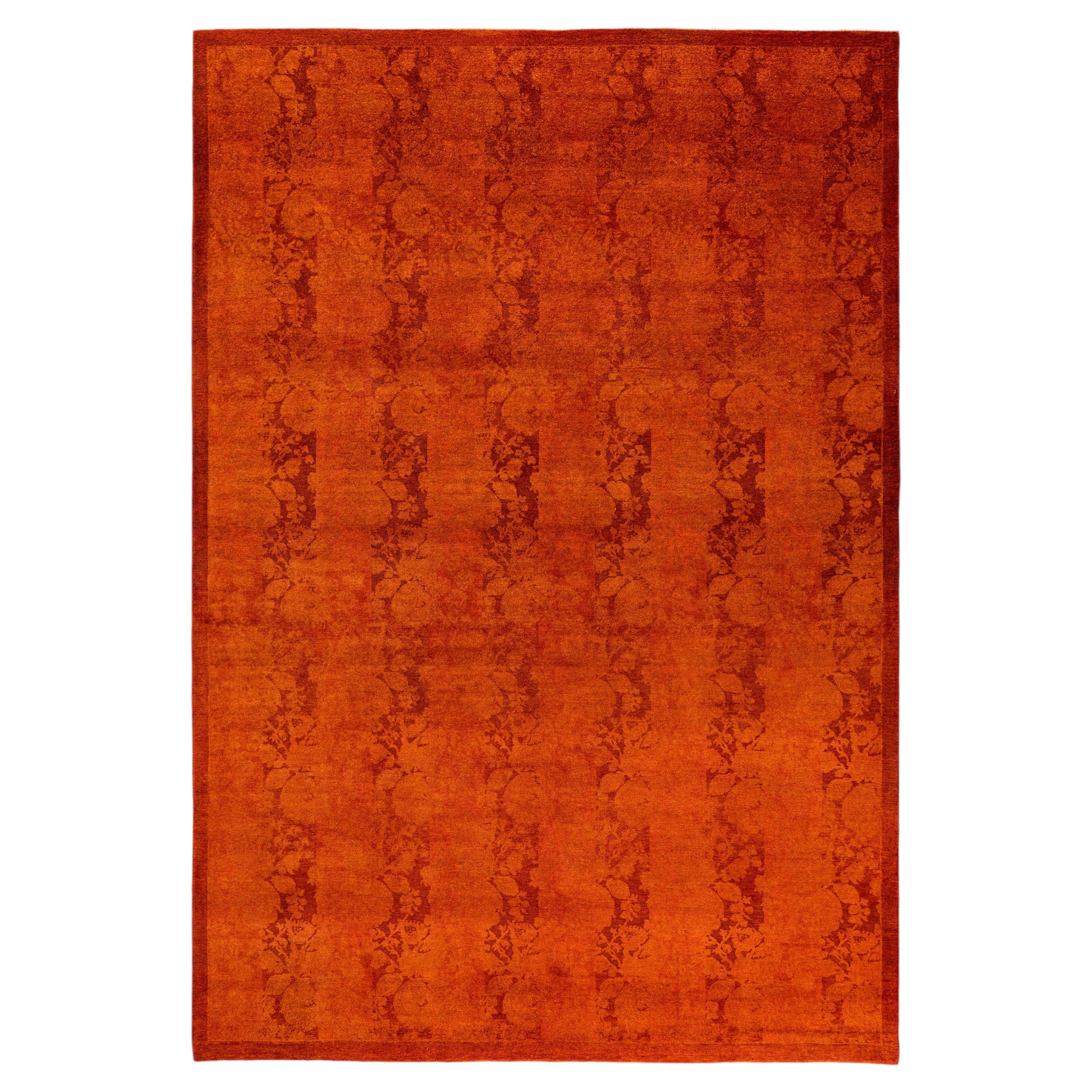 Overdyed Hand-Knotted Wool Modern-Contemporary Red Area Rug 5' 2" x 7' 8"