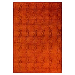 Overdyed Hand-Knotted Wool Modern-Contemporary Red Area Rug 5' 2" x 7' 8"