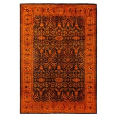 Tappeto rosso moderno-contemporaneo in lana Overdyed annodato a mano 5' 3" x 7' 5"