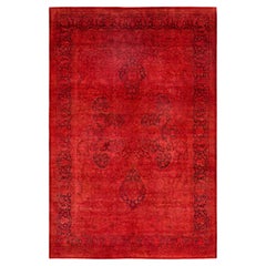 Overdyed Hand-Knotted Wool Modern-Contemporary Red Area Rug 6' 0" x 9' 1"