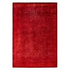 Overdyed Hand-Knotted Wool Modern-Contemporary Red Area Rug 6' 1" x 8' 10"