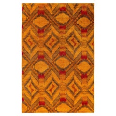 Overdyed Hand-Knotted Wool Modern-Contemporary Red Area Rug 6' 1" x 9' 2"