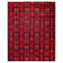 Overdyed Hand-Knotted Wool Modern-Contemporary Red Area Rug 8' 0" x 10' 0"
