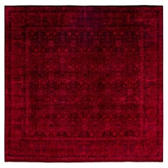 Übergefärbte handgeknüpfte Wolle modern-zeitgenössischen roten Bereich Teppich 8' 0" x 8' 2"