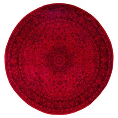 Overdyed Laine nouée à la main Tapis de zone moderne-contemporain rouge 8' 1" x 8' 3"