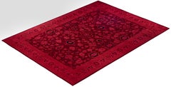 Overdyed Hand-Knotted Wool Modern-Contemporary Red Area Rug 8' 10" x 11' 10"