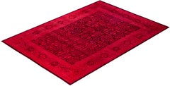 Overdyed Hand-Knotted Wool Modern-Contemporary Red Area Rug 8' 10" x 12' 6"