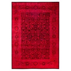 Overdyed Hand-Knotted Wool Modern-Contemporary Red Area Rug 8' 10" x 12' 6"