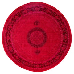 Overdyed Hand-Knotted Wool Modern-Contemporary Red Area Rug 8' 4" x 8' 5"