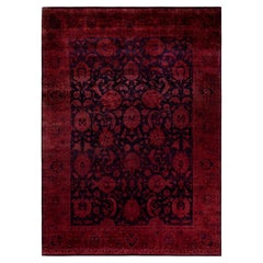Overdyed Hand-Knotted Wool Modern-Contemporary Red Area Rug 9' 1" x 12' 5"
