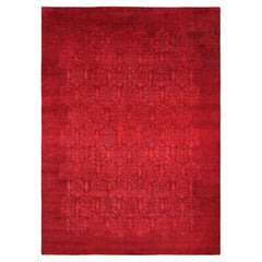 Overdyed Hand-Knotted Wool Modern-Contemporary Red Area Rug 9' 2" x 12' 5"