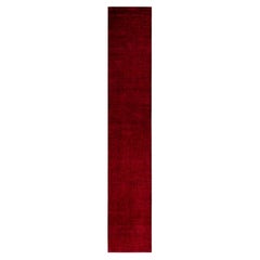 Overdyed Hand-Knotted Wool Modern-Contemporary Red Runner 2' 7" x 15' 1"