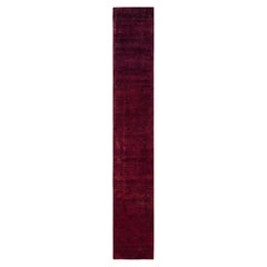 Overdyed Hand-Knotted Wool Modern-Contemporary Red Runner 2' 7" x 17' 1"