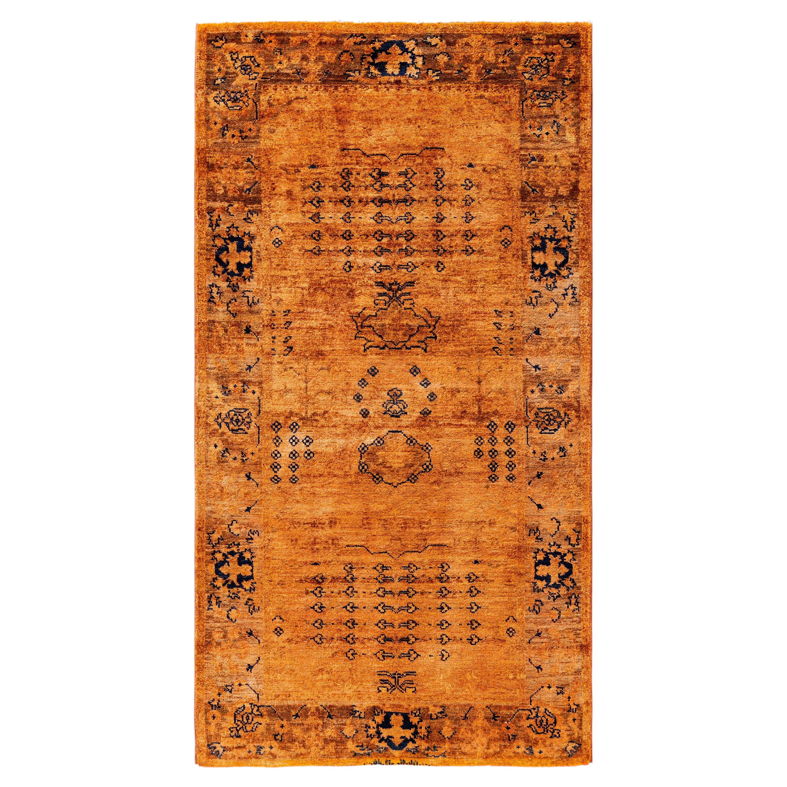 Overdyed Hand-Knotted Wool Modern-Contemporary Red Runner 3' 2" x 5' 10"