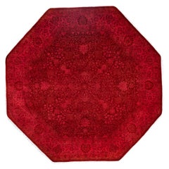 Overdyed Hand-Knotted Wool Modern-Contemporary Rust Area Rug 6' 1" x 6' 1"