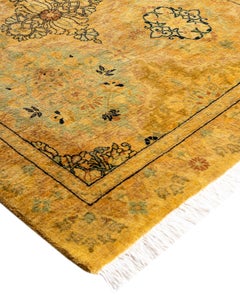 Overdyed Hand-Knotted Wool Modern-Contemporary Yellow Area Rug 2' 8" x 4' 6"