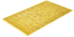 Overdyed Laine nouée à la main Tapis de zone jaune moderne-contemporain 3' 2" x 5' 5"