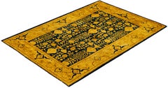 Overdyed Hand-Knotted Wool Modern-Contemporary Yellow Area Rug 4' 2" x 5' 10"