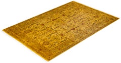 Overdyed Hand-Knotted Wool Modern-Contemporary Yellow Area Rug 4' 2" x 6' 3"