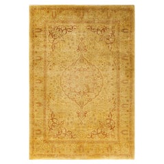 Overdyed Hand-Knotted Wool Modern-Contemporary Yellow Area Rug 4' 6" x 6' 9"