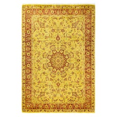 Overdyed Hand-Knotted Wool Modern-Contemporary Yellow Area Rug 4' 7" x 6' 9"