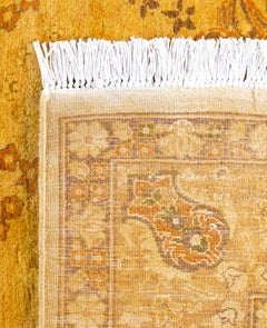 Overdyed Laine nouée à la main Tapis de zone jaune moderne-contemporain 4' 7" x 7' 0"