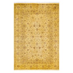 Overdyed Hand-Knotted Wool Modern-Contemporary Yellow Area Rug 4' 8" x 6' 10"