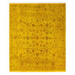 Overdyed handgeknüpfte Wolle modern-zeitgenössischen gelben Bereich Teppich 6' 1" x 6' 1"