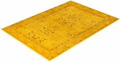 Overdyed Hand-Knotted Wool Modern-Contemporary Yellow Area Rug 6' 3" x 8' 10"