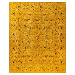Overdyed Hand-Knotted Wool Modern-Contemporary Yellow Area Rug 8' 1" x 10' 1"