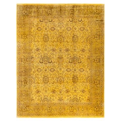 Overdyed Hand-Knotted Wool Modern-Contemporary Yellow Area Rug 8' 1" x 10' 4"