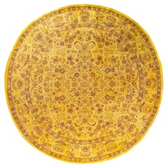 Overdyed Hand-Knotted Wool Modern-Contemporary Yellow Area Rug 8' 1" x 8' 1"