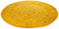 Overdyed Laine nouée à la main Tapis de zone jaune moderne-contemporain 8' 2" x 8' 2"