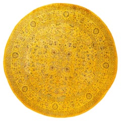 Overdyed Hand-Knotted Wool Modern-Contemporary Yellow Area Rug 8' 2" x 8' 2"