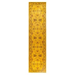 Overdyed Hand-Knotted Wool Modern-Contemporary Yellow Runner 2' 6" x 10' 2"